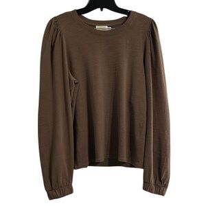 Nation LTD Balloon Sleeve Brown Top Size Small
